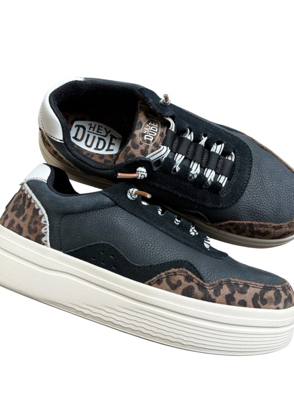 Hey Dude Hudson lift luxe shoes women size 8 cheetah black chunky platform